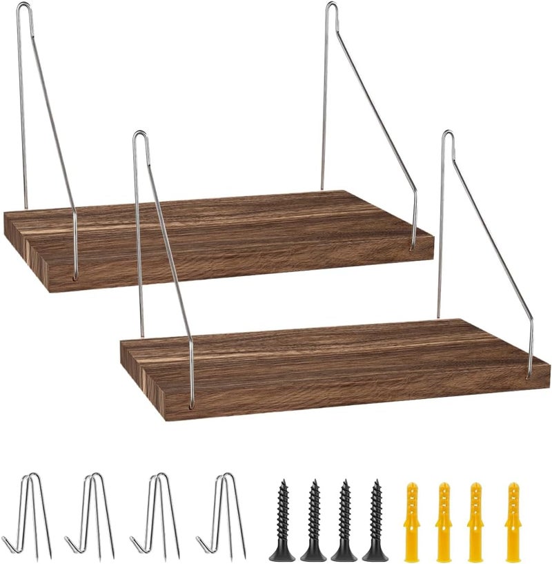 Demine رف جدار قماش مع خطافات لتزيين العمل، 11.8''x6'' رف تنظيم خشبي مع شماعات ملحقات مكتب للنساء والرجال (عبوة 2) - Image 1